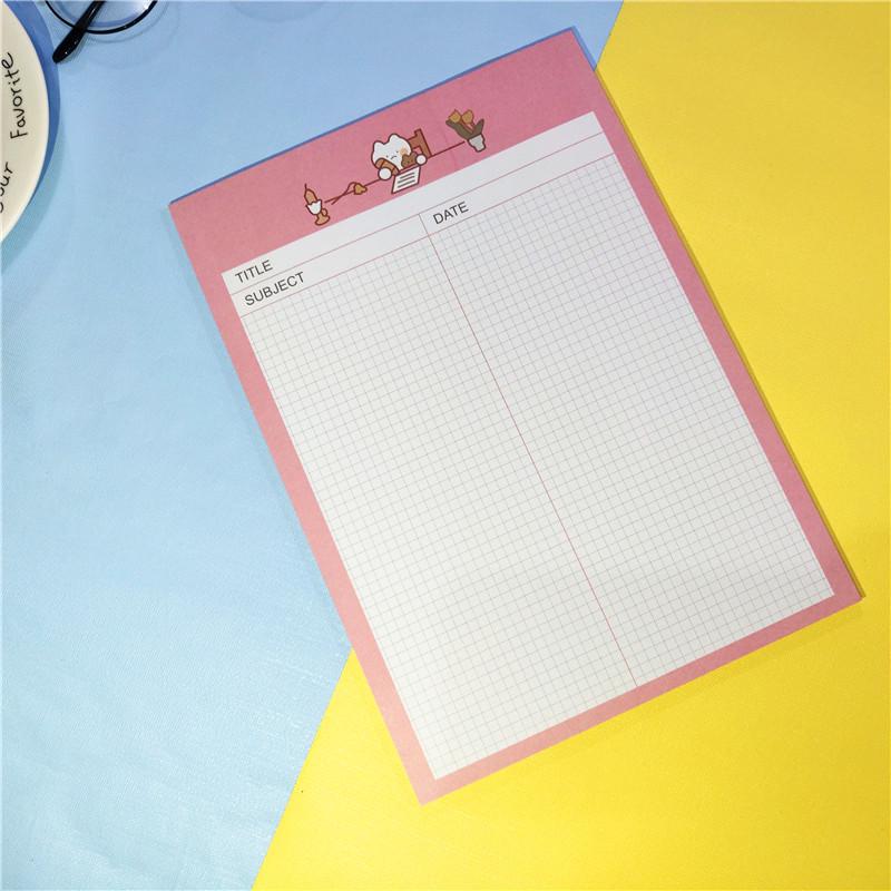 Korean Style Cute Little Bear Cartoon Plaid Sticky Notes for Journaling and Study, B5 Paper