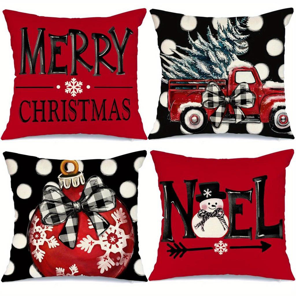 Festive Christmas Pillow Covers: Merry, Truck, Ornament, and Noel Designs! Sofas, Bedroom Pillow Covers, Holiday Gifts