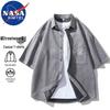 NASA MARVEL Men's Suede Casual Short-Sleeve Shirt