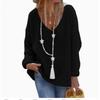 2026 New Style Women's V-neck Knit Sweater - European & American Fashion Long Sleeve Top