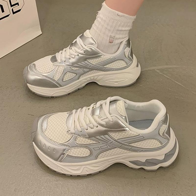 Fashion Spring Autumn Breathable Mesh Sneakers Women Mix Color Lace Up Sports Shoes Woman Wear Resistant Platform Casual Shoes Mujer