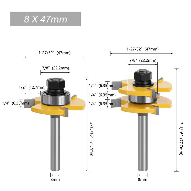 Fréza pro pero a drážku na dřevo Sestavte frézovací bity Frézy s drážkou ve tvaru T pro nástroje na řezání dřeva Dřevo