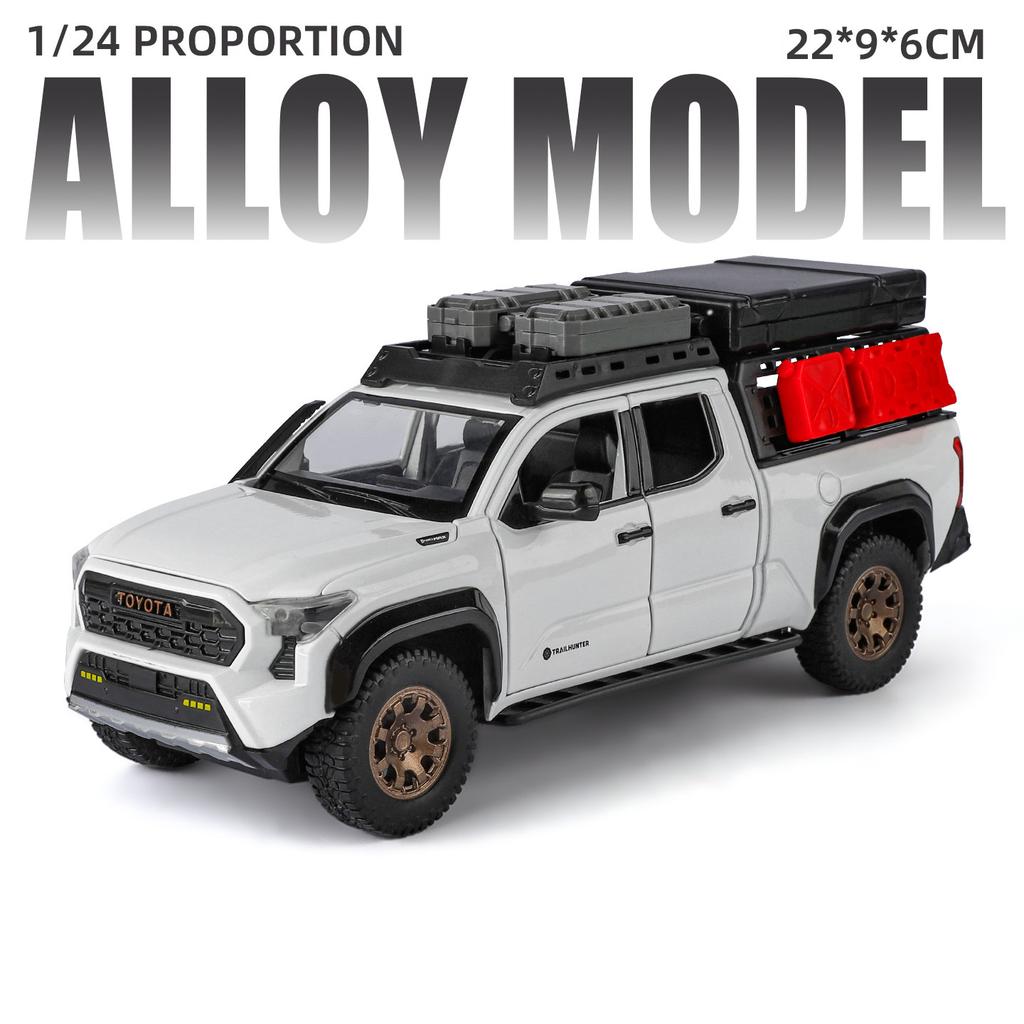 Reiseversion 1/24 TOYOTA Tacoma Legierung Pickup Automodell Diecast Metall Geländefahrzeuge Automodell Ton und Licht Kinderspielzeug Geschenk