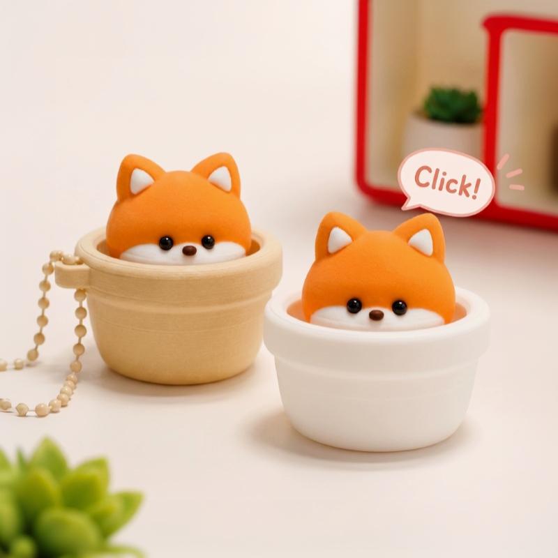 Finger Button Fidget Clicker Soft Slow Rebound Pressure Relief Keychain Fun Small Toy for Long Trip Pass Time