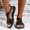 Round Toe Open Toe Side Hollow Wrap Heel Outer Plus Size Sandals