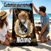Personalisierbares Strandtuch mit Real Madrid Aufdruck und individuellem Namen, für Reise, Camping, Strandparty, Heimdekoration, Geburtstagsgeschenk für Familie & Freunde
