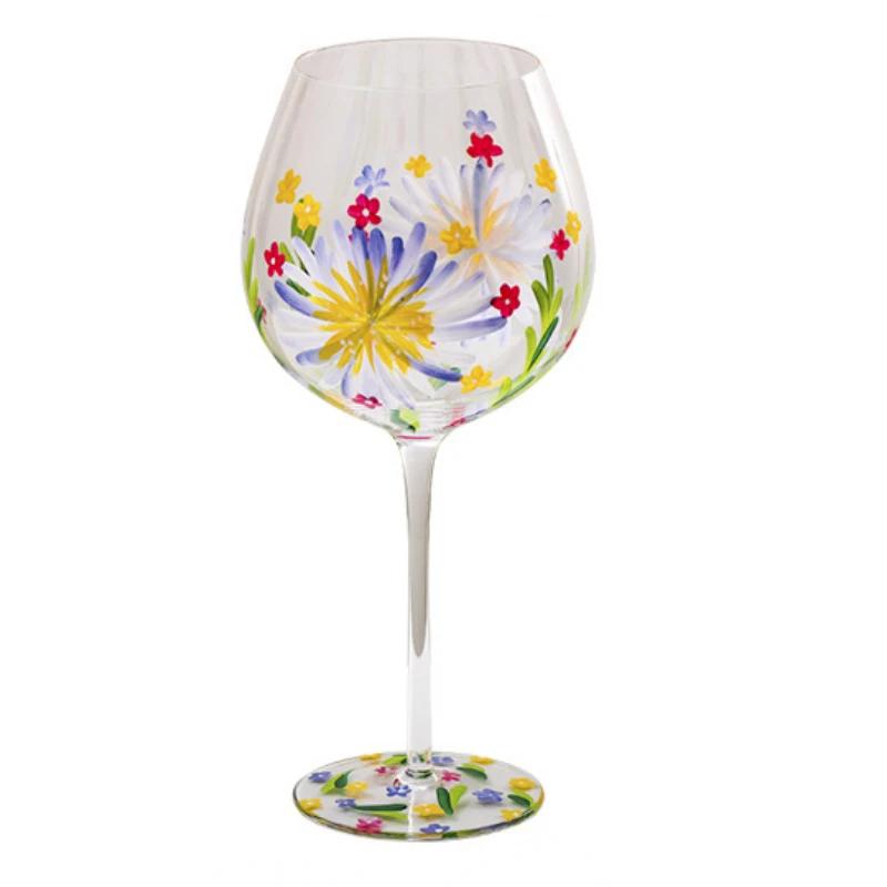 Painted medieval tulip goblet 400-800ML high-value crystal glass juice home red wine