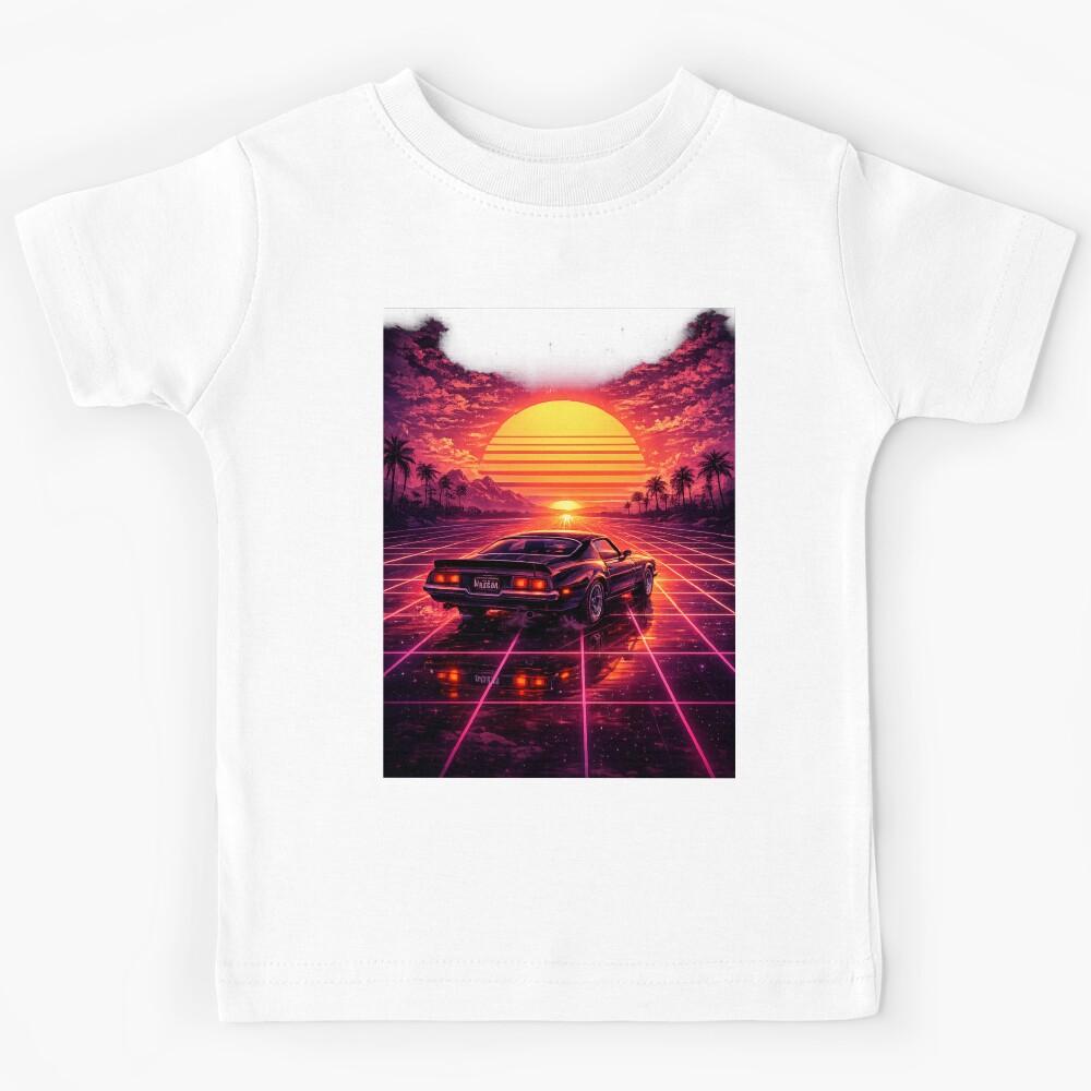 Neon Sunset Muscle Car Drive Kids T-Shirt 170