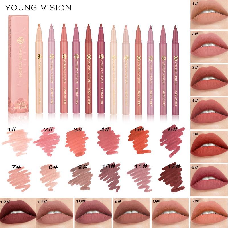 YOUNG VISION Matte Liquid Lip Liner Sponge Gourd Head Matte Nude Waterproof Lip Glaze Lippenstiftstift