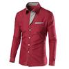 Men Shirt Color Block Striped Autumn Winter Temperament Turndown Collar Top for Office