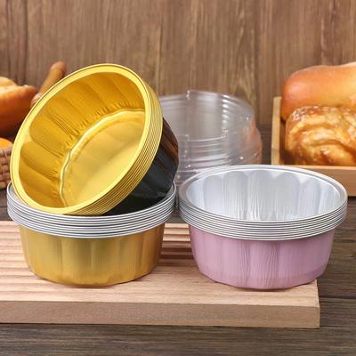 10Set Aluminum Foil Cake Container 250ml Cake Pans Liners With Lids Heat-Resistant Foil Baking Cups Cake Pan Kitchen Tool