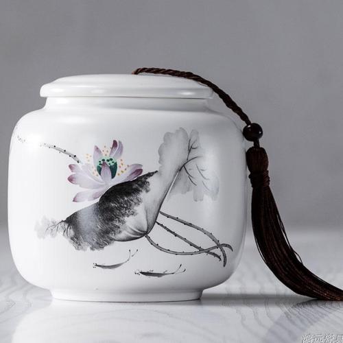Creative Ink Painting Ceramic Storage Jar with Lid Sealed Tea Tin Candy Coffee Food Jar Storage Container Home Decoration Modern