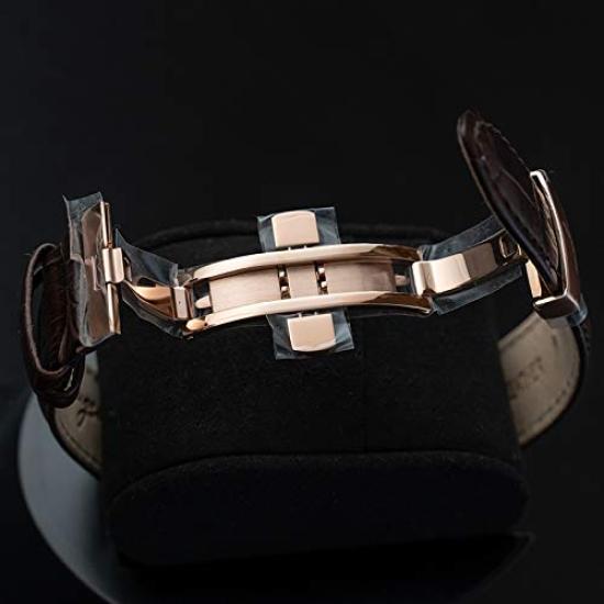 SUGESS Men's Analogue Moon Phase Chronograph Watch with Panda Dial, Luxury Leather Strap, and See-Through Back, 40mm (ST1908MGJ)