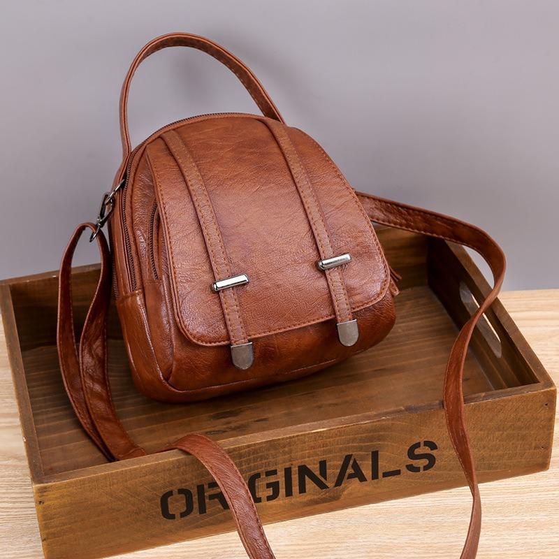 Small Bag Women Euro-American Fashion Vintage Crossbody Bag New Phone Bag Soft Leather Texture Multi-Compartment Shoulder Bag Wallet
