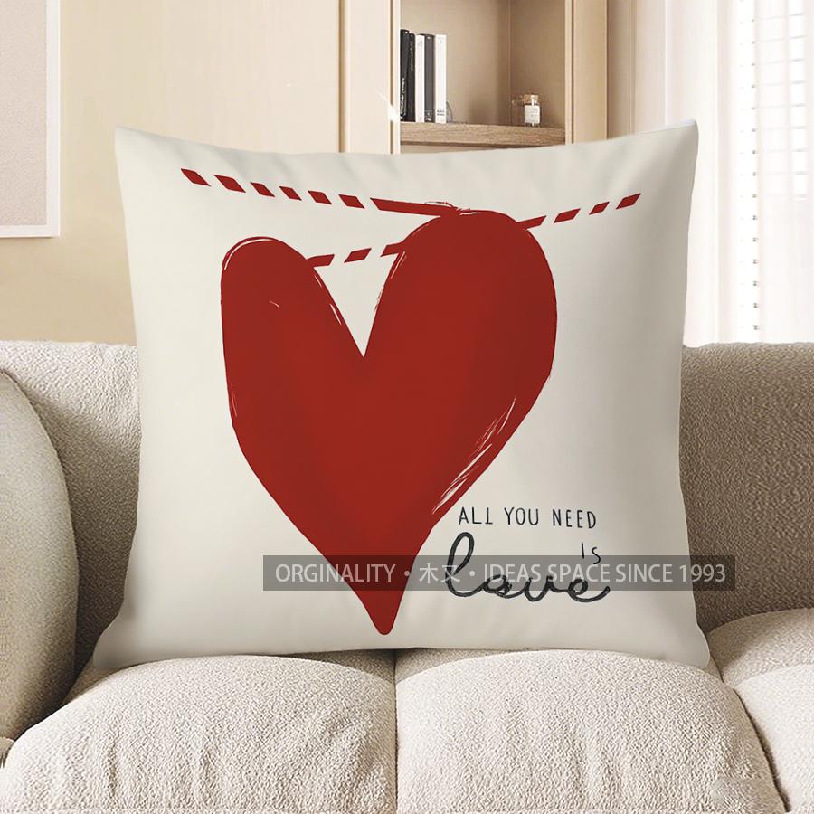 Home Decor Red Heart Love Quote Throw Pillow Cover Pattern Cushion Cover Suitable for Sofa Bedroom Car Pillow Cover