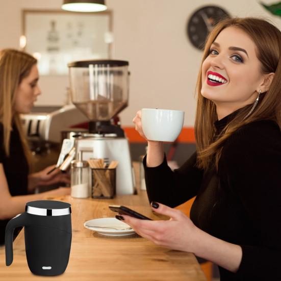 Самоперемішувальна кавова чашка 380 мл автоматична магнітна кухоль з нержавіючої сталі, кавова кружка, акумуляторна, самоперемішувальна, для дому, офісу, школи, подорожей