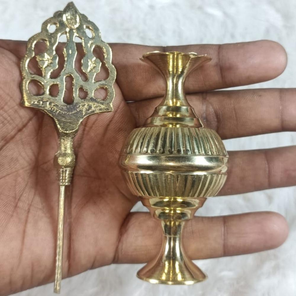 Surmadani in Ottone Vintage | Classica Bottiglia e Applicatore per Surma | Artigianato in Ottone Fatto a Mano