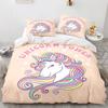 Cartoon Unicorn Duvet Cover King Queen Lovely White Mythical Animal Bedding Set Kids Girl Colorful Rainbow Polyester Quilt Cover Tool