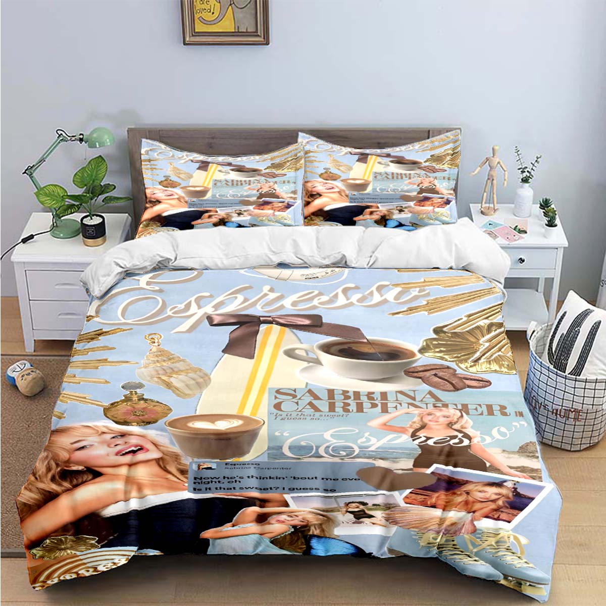 

Pop Female Singer S-Sabrina Print Bedding Sets Exquisite Bed Supplies Set Duvet Cover Bed Comforter Set Bedding Set Luxury Gift EU Single(135*200cm)3pcs