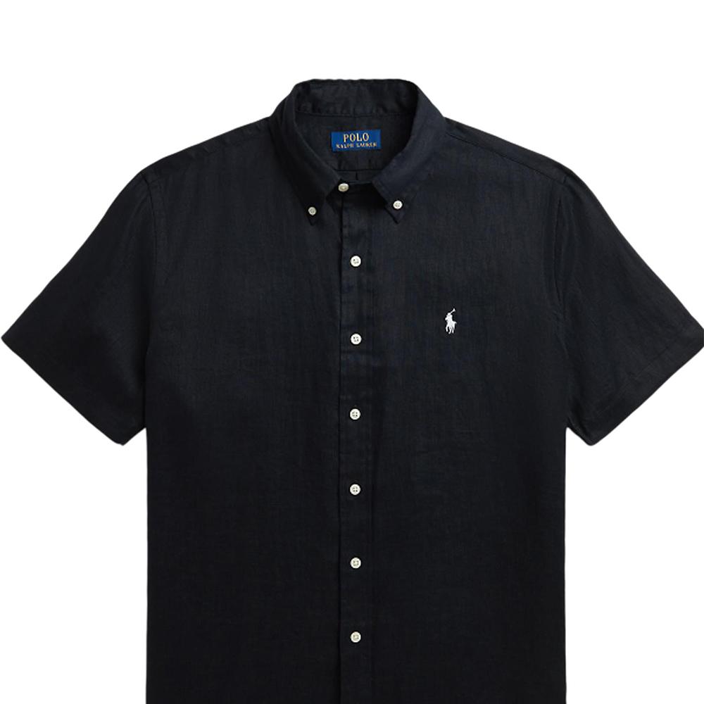 Polo Ralph Lauren Ss24 Solid Color Logo Embroidered Single-Breasted Short Sleeve Shirt Men shirts Black MNPOWOV1N820768-001