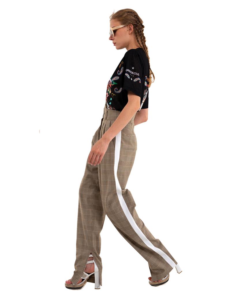 GREEDILOUS Green And White Combination Check Pants
