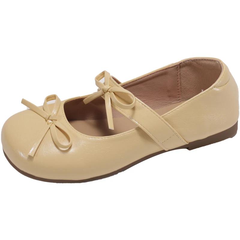 

Модные французские винтажные туфли-балетки с бантом, с мелким вырезом, новые универсальные слипоны Мэри Джейн, женская обувь 40 жёлтый