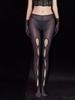 Pantaloni a Tubo Sexy da Donna Trasparenti Lucidi Olio Collant Modellanti Body Elastico Cavallo Aperto Leggings a Pacco Fianchi Traforati