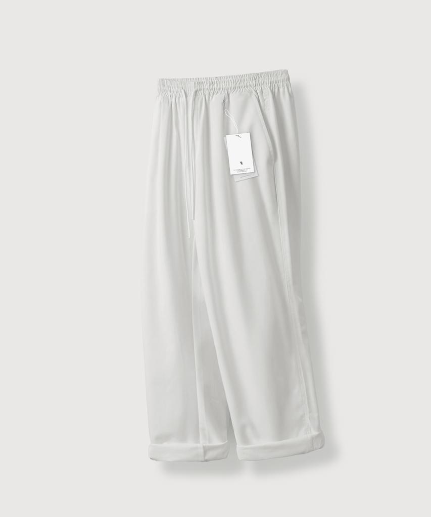 MOOD INSIDE [2Pack] Single-Pleat Linen-Like Wide Elastic Pants