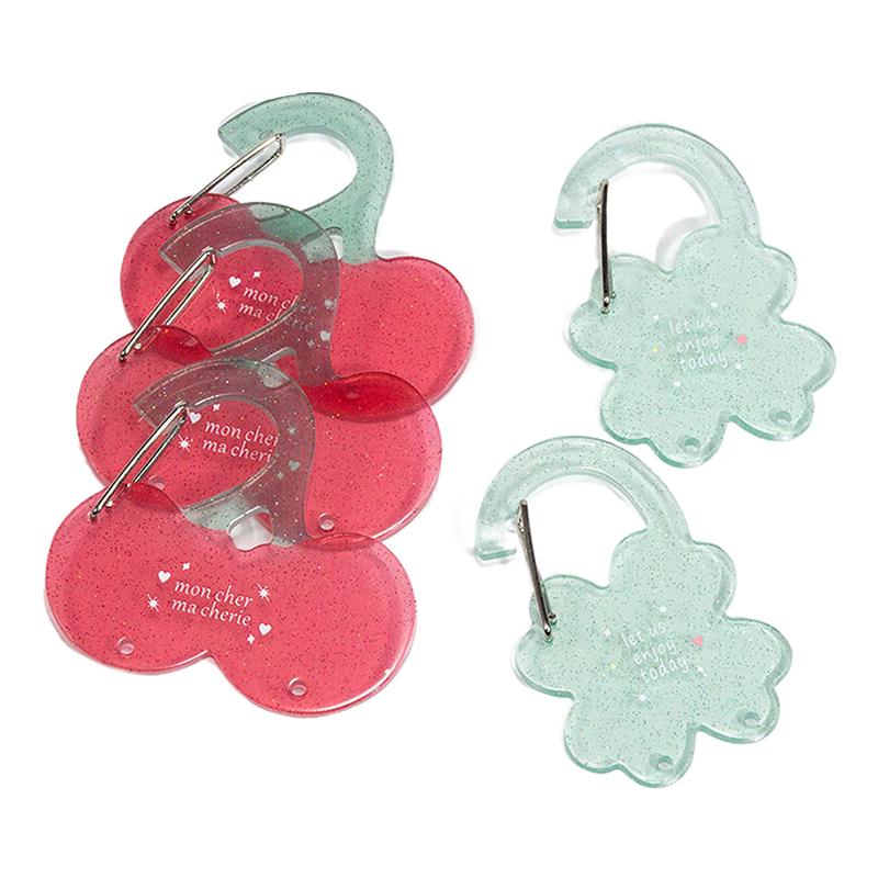 1 Piece Cute Transparent Acrylic Cat Leaf Cherry Hollow Out Climbing Buckle Keychain Sweet Doll Bag Pendant  Accessories