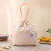 1pc Drawstring Canvas Insulated Lunch Bag Aluminium Foil Thermal Bento Box Tote Cooler Handbags For Office Outdoor Picnic
