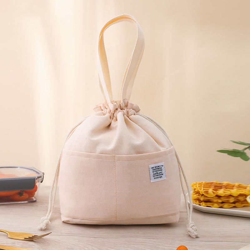 1/3Pcs Drawstring Canvas Insulated Lunch Bag Aluminium Foil Thermal Bento Box Tote Cooler Handbags For Office Outdoor Picnic New