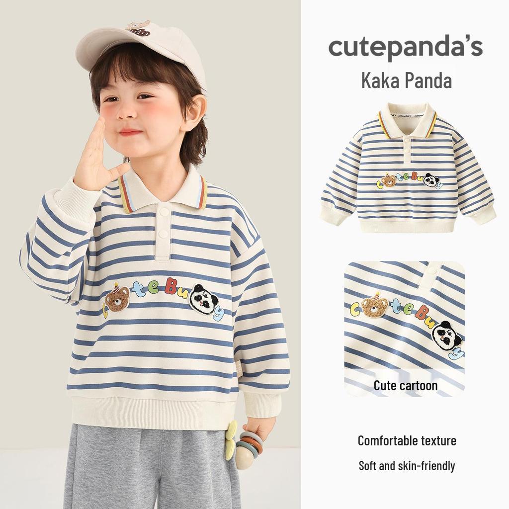 Kaka Panda Kids' Polo Neck Sweatshirt - Boys' and Girls' Spring & Autumn Top