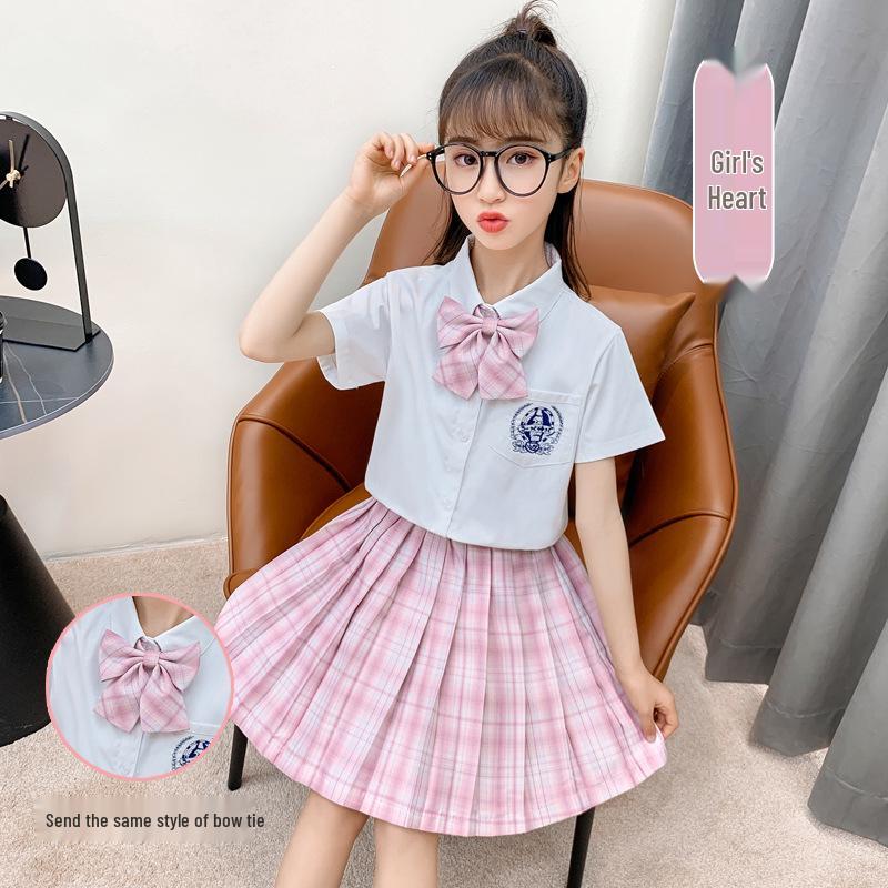 Disfraz de Coro Infantil: Camisa de Manga Corta y Falda de Cuadros de Junio de 2025 para Recital de Poesía y Vestimenta Escénica de Jardín de Infancia