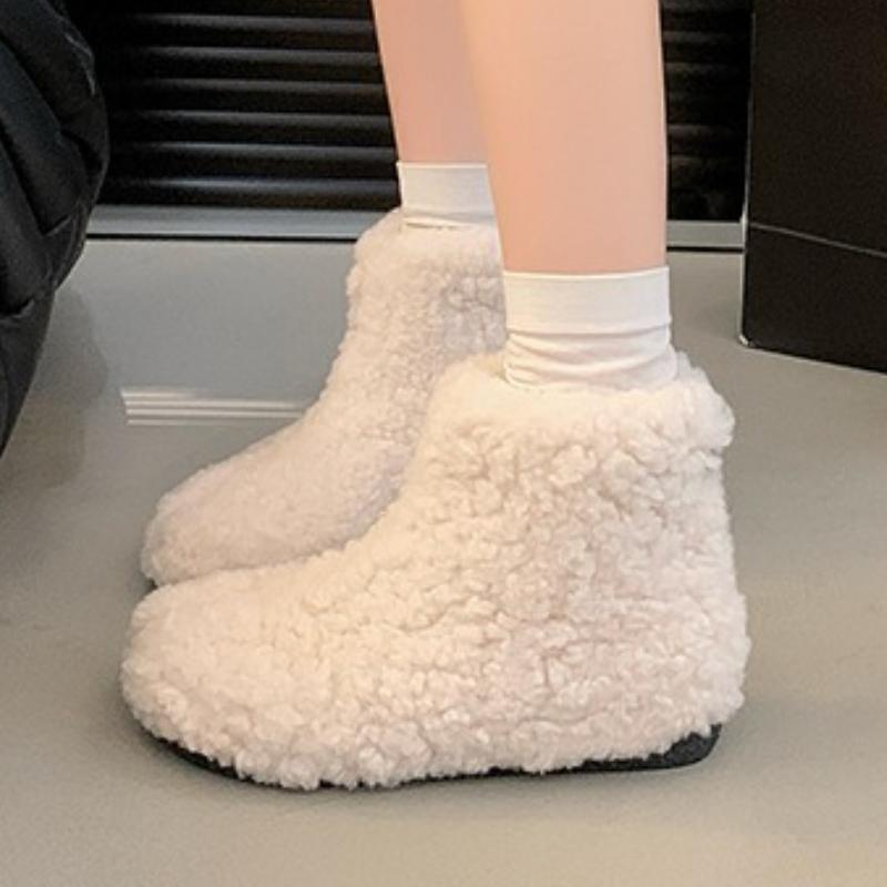 Fashion Women Fur Ankle Boots Flats Short Plush Casual Shoes 2025 Trend Winter Suede Snow Boots New Fashion Woman Sneakers Mujer Botas