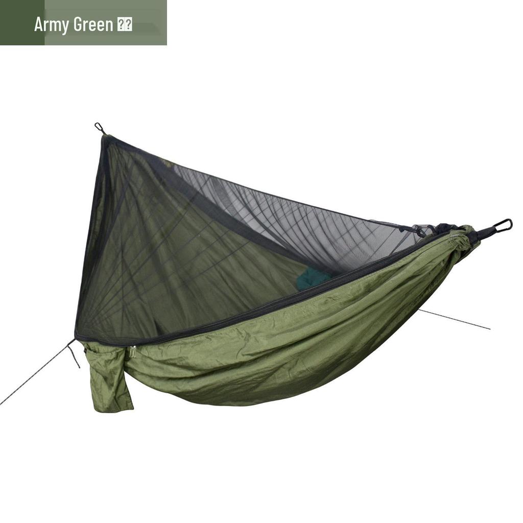 Army Green Quick Open Mosquito Net Hammock - Durable Nylon Outdoor Gear