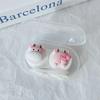 Girls Portable Contact Lenses Box Container Kawai Pink Rabbit Cow Fox Brown Bear Pattern Contact Lens with Tweezer Suction Stick