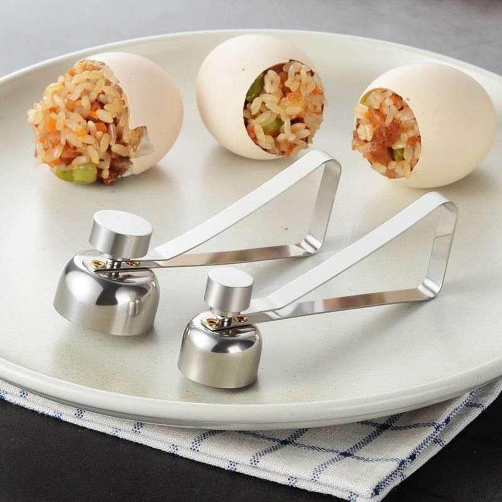 Egg Cracker Topper Tool for Raw Eggs Stainless Steel Egg Shell Opener Tool  Adjustable Effort for Preparing Custards and Cakes