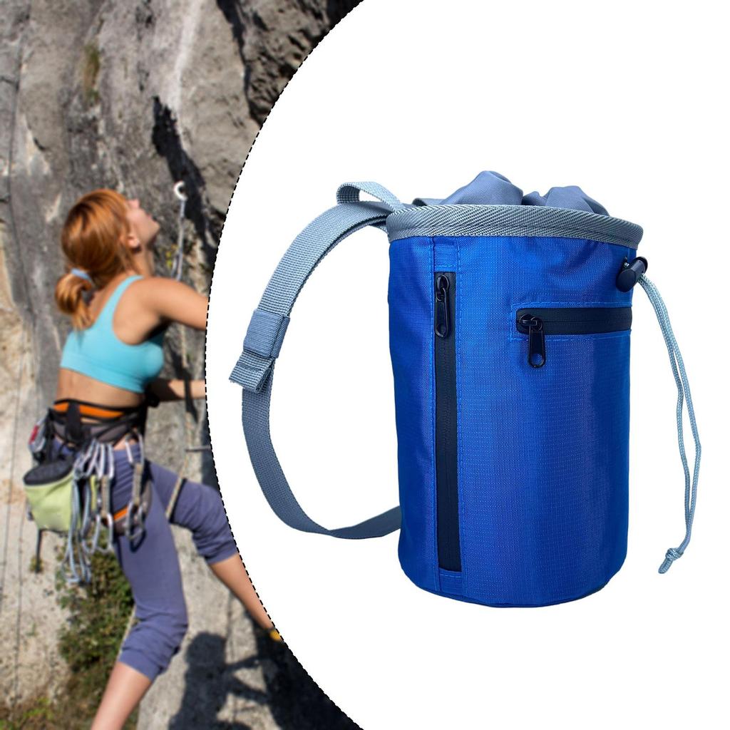 Chalk Bag for Climbing with Zippered Pocket, Carrying Bag, Adjustable Belt Pole Dancing