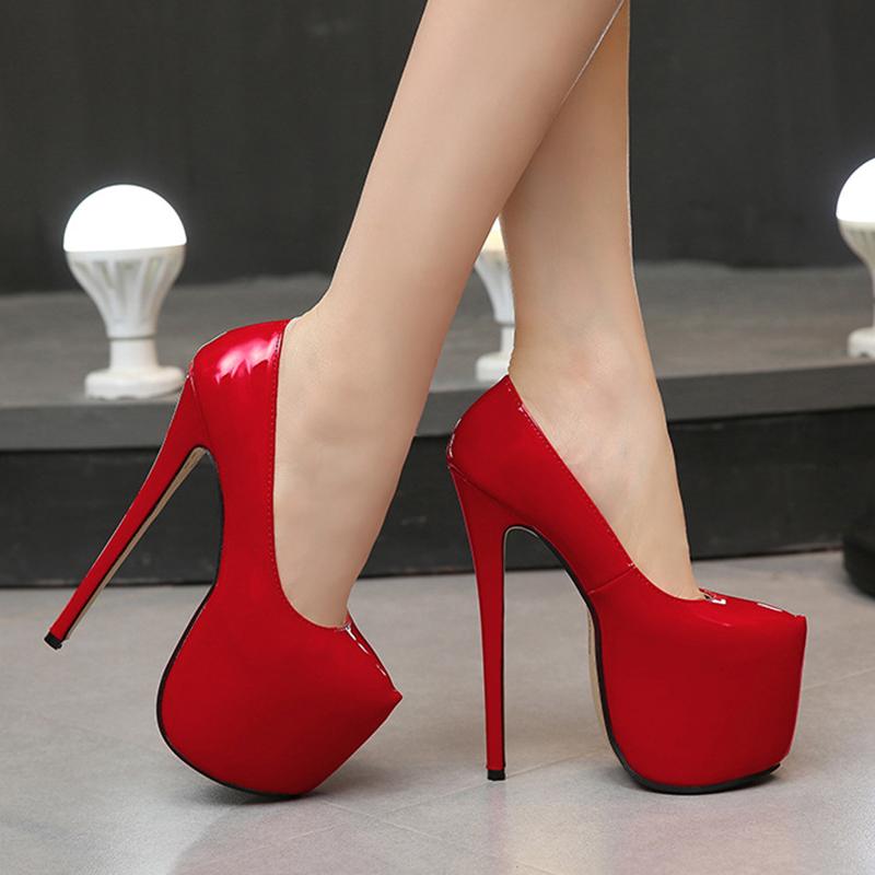 Comemore Women Sexy Heels Women Platfrom Black Red Nightclub Large Size Super High Heels Shoe for Women Pumps Talons Femmes