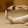 stiletto high heels 2026 spring solid color soft leather pointed commuter work shoes foot cover light mouth single shoes