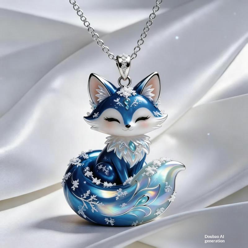 Nine Tailed Fox Pendant Necklace Exquisite Jade Like Design Golden Chain Ideal For Daily Wear Dating And Gift For Women