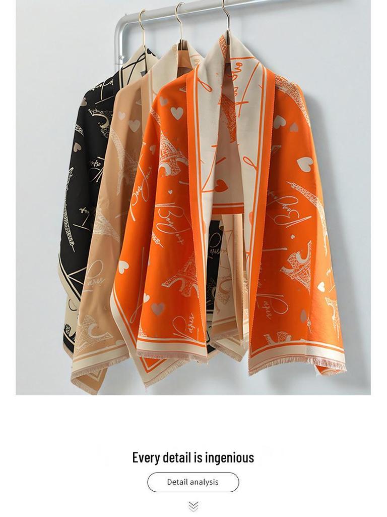 2025 Schicker Kaschmir-Imitat Damen Schal - Warmer Europäischer & Amerikanischer Stil Herbst/Winter Halswärmer Vielseitiges Tuch