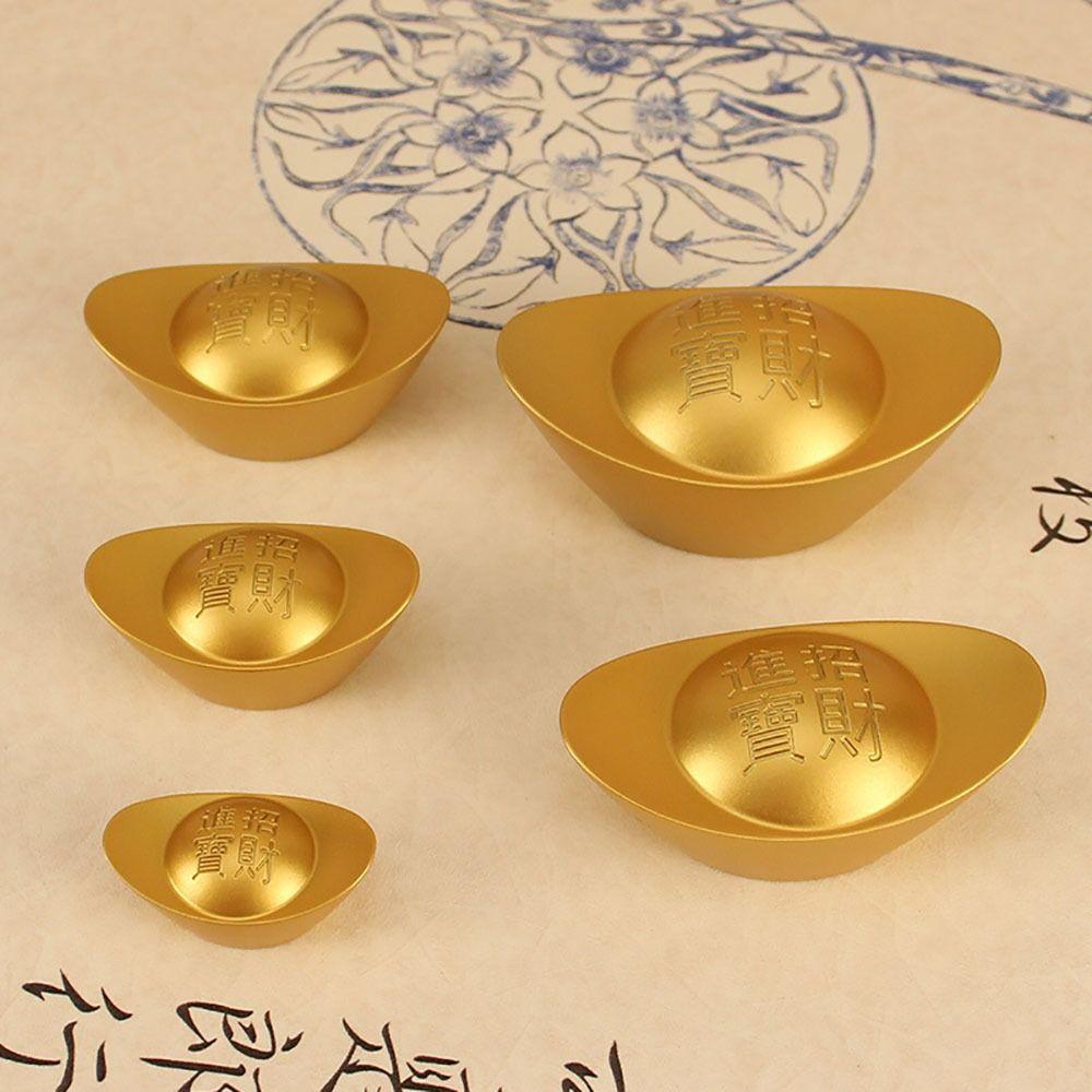 1Pcs Retro Brass Ingot Chinese Style Gold Yuanbao Feng Shui Ornament  Desktop Decoration Craft Prop