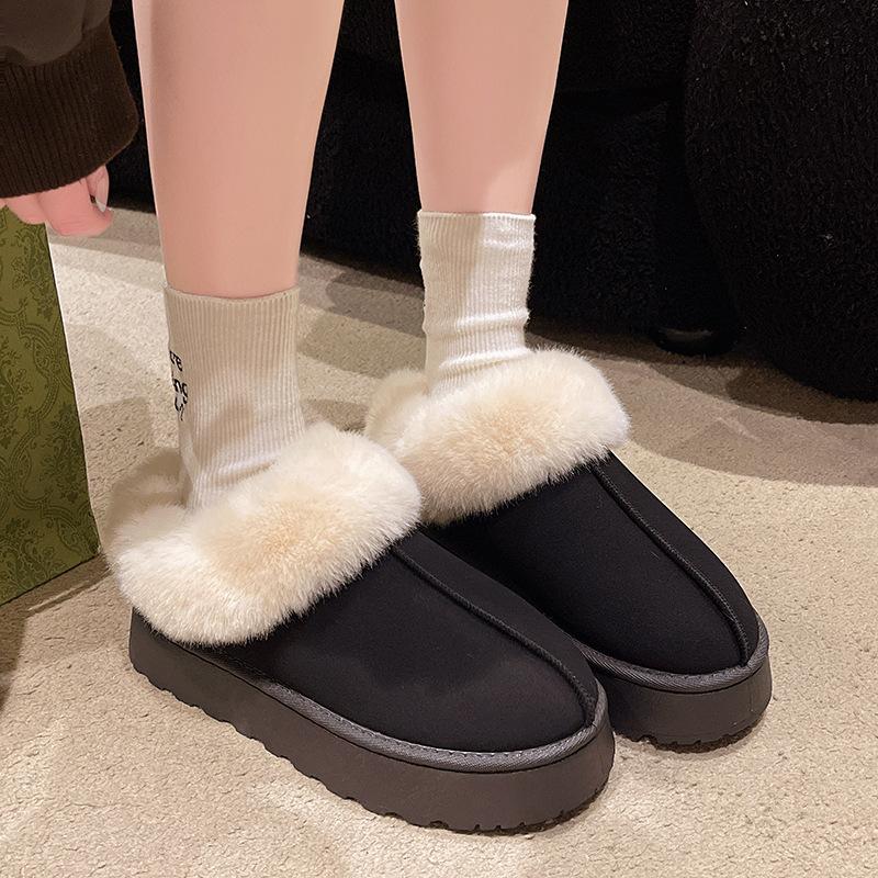 

Женские меховые зимние сапоги больших размеров, повседневные, короткие, на толстой подошве, ботинки Martin, бархатные, хлопковые, размеры 36-43 43 чёрный