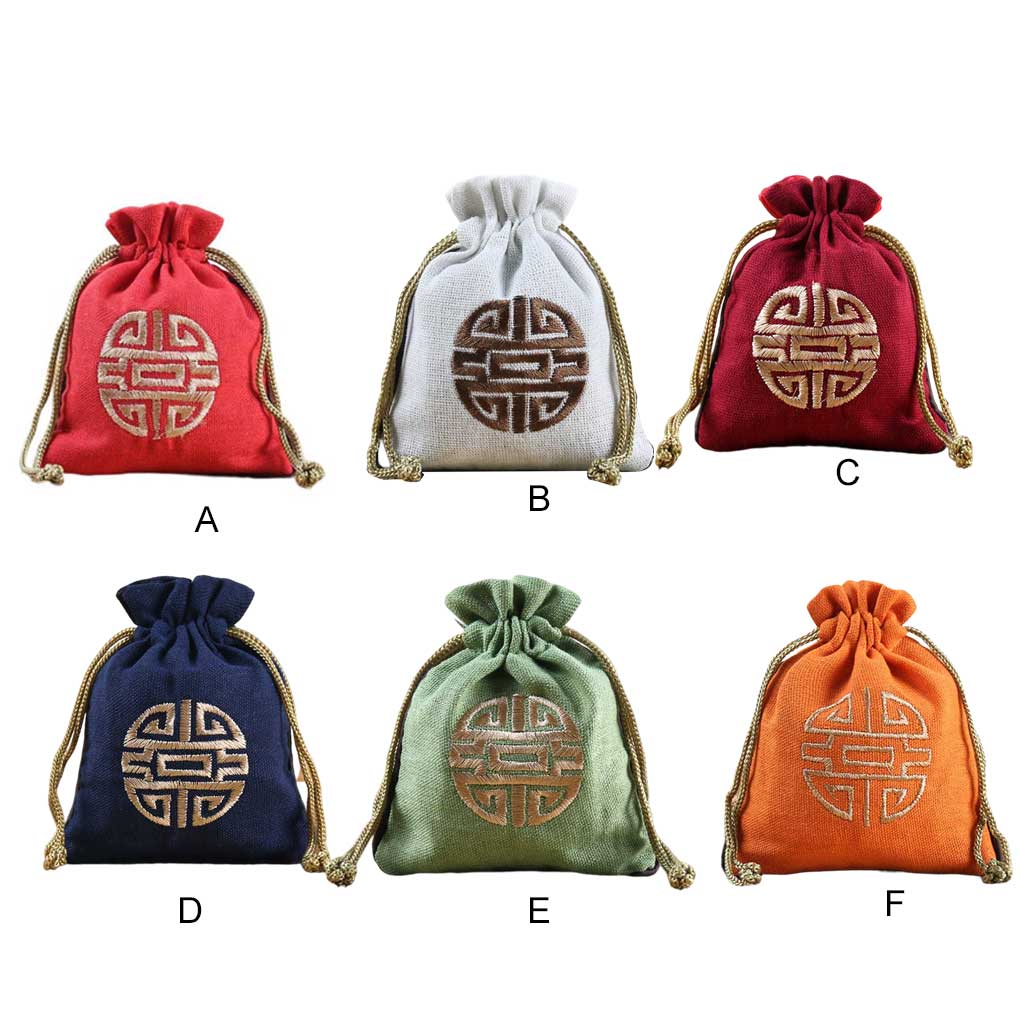 Jewelry Pouch Small Smooth Exquisite Satin Embroidered Sealing Pouches Portable Gift Bag for Ring Chains Pendant