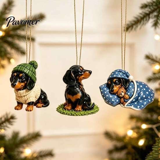 Holiday Dog Advent Calendar 2026 Dachshund Calendar, 24 Days Collectible Surprises with 2D Christmas Ornaments Festive Puppy Figures for Lovers Family