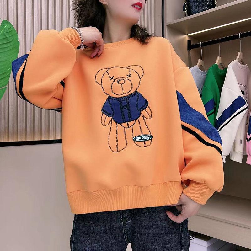 

Свободная модная толстовка с круглым вырезом больших размеров, женская осенняя корейская версия, повседневная куртка большого размера 4XL оранжевый