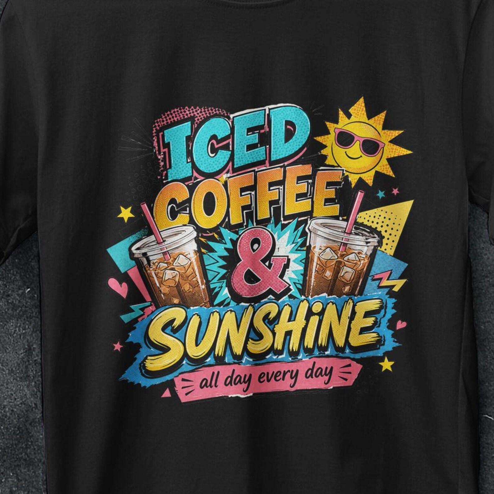 Iced Coffee and Sunshine Shirt, funny gifts, Iced Coffee Shirt, Coffee Lover Gift, Summer Vibes Shirt, Coffee T Shirt, gift, vintage t shirt S