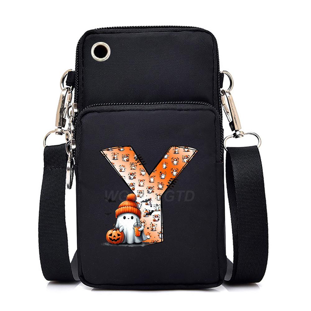 Halloween letter printing trend mobile phone bag vertical square black messenger bag change bag