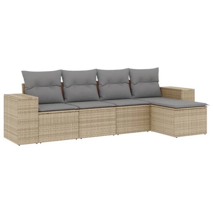 VidaXL Garden Lounge Set with Cushions 5 Pcs, Patio Sofas, Patio Furniture Set, Outdoor Furniture, Beige 3254826